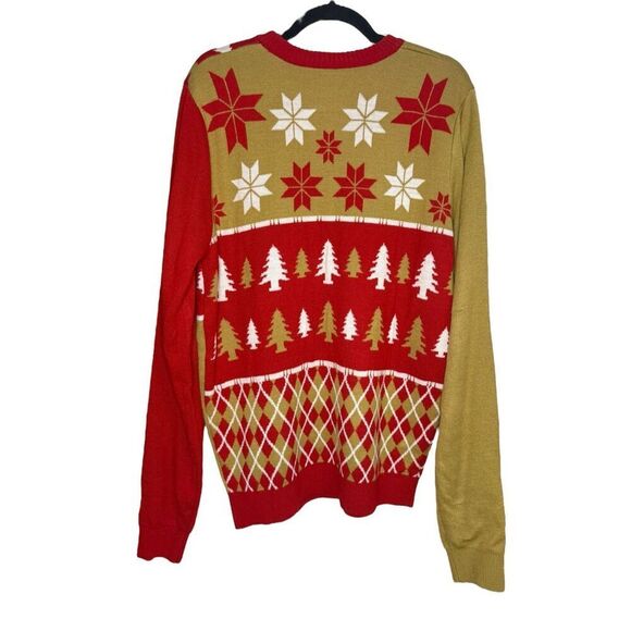 NFL San Francisco 49ers Men’s Large Busy Block Ugly Christmas Sweater Red & Gold - Picture 5 of 8